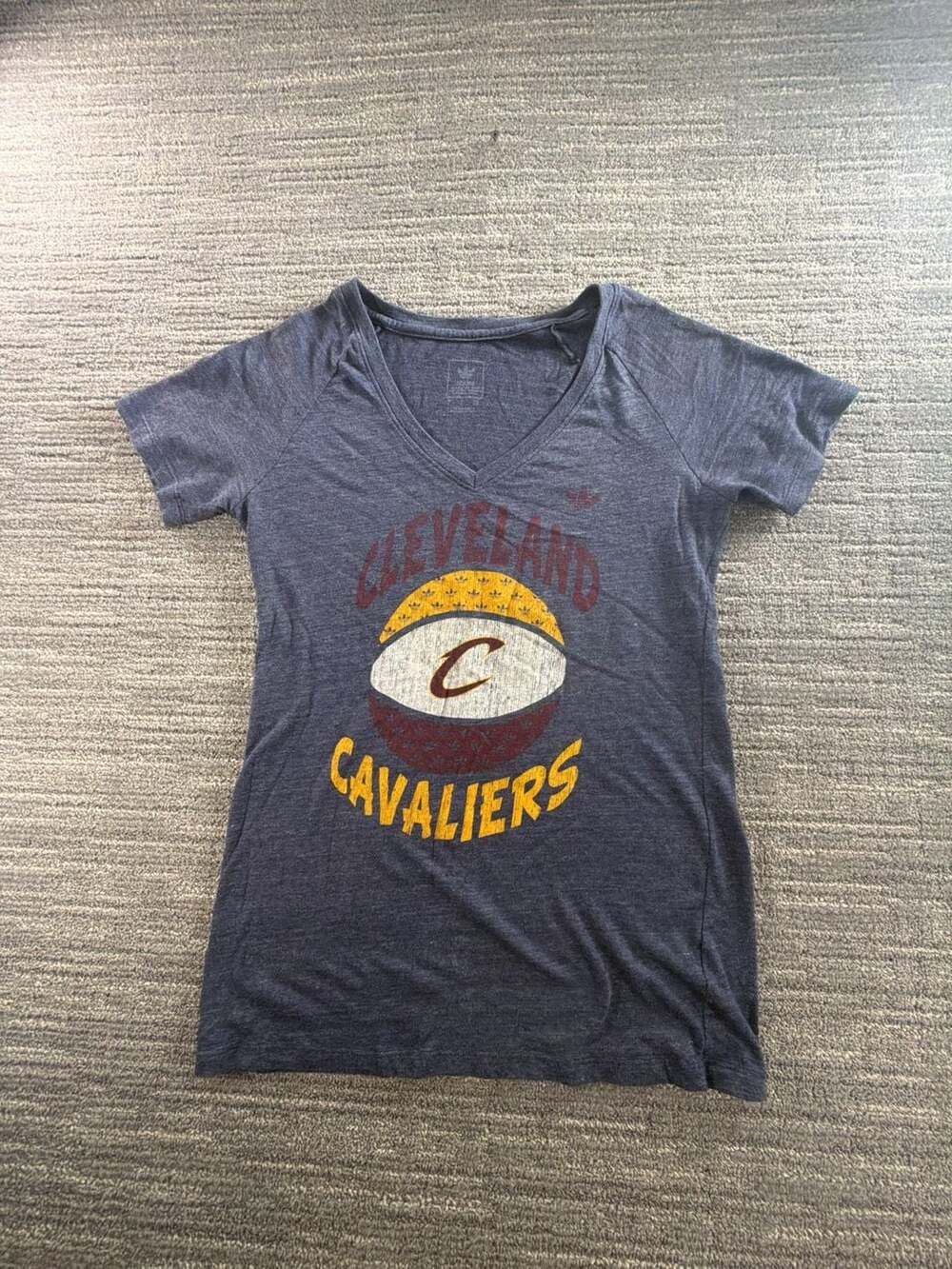 Adidas Women's Cleveland Cavaliers V-Neck Graphic T-Shirt Blue